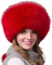 Load image into Gallery viewer, 100% Natural Fox Fur Hat Women Cap Thick Fur Cap Winter Warm Hat Female Fashion For Women Hat With Earmuffs Hat
