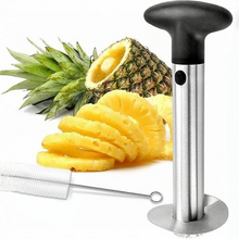 Load image into Gallery viewer, Pineapple corer and slicer tool – stainless steel 3-in-1 peeler, cutter and wedger for kitchen use
