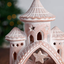 Load image into Gallery viewer, Six Piece Terracotta Nativity Set with Carved Details and Palace Arch with Hanging Star
