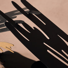 Load image into Gallery viewer, Black and Gold Iron Nativity Silhouette with Tea Light Cup and Gold Star
