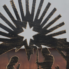 Load image into Gallery viewer, Iron Nativity Candleholder with Three Tealight Cups and Star of Bethlehem Silhouette
