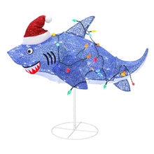 Load image into Gallery viewer, Lighted Shark Yard Decoration with Santa Hat and C6 Bulb String Lights for Christmas Lawns and Patios
