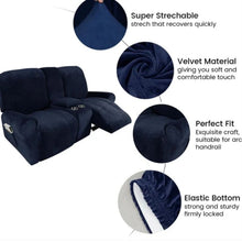 Load image into Gallery viewer, 2 Seat Recliner Cover with Cup Holders Soft Non Slip 12 Colors
