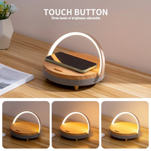 Load image into Gallery viewer, Multifunctional Wooden Table Lamp with Bluetooth Speaker &amp; Wireless Charger
