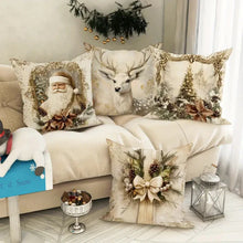 Load image into Gallery viewer, Golden Velvet Christmas Cushion Covers with Festive Designs
