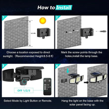 Load image into Gallery viewer, Triple Head Motion Sensor Solar Lights for Outdoor
