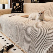 Load image into Gallery viewer, Stripe Herringbone Couch Cover, Non Slip Water Resistant Furniture Protector
