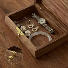 Load image into Gallery viewer, Walnut Jewelry Organizer Box with Lock and Minimalist Design
