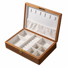 Load image into Gallery viewer, Minimalist Walnut Jewelry Box with Lock and Velvet Lining
