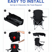 Load image into Gallery viewer, Portable Canopy Lounge Chair with Adjustable Sunshade and Cup Holder

