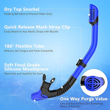 Load image into Gallery viewer, Adult Snorkel and Dive Mask Set with Silicone Seal, Dry Snorkel and 180 Degree Clear Vision
