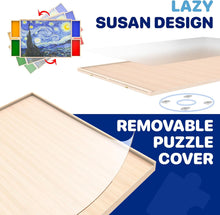 Load image into Gallery viewer, Rotatable 360-Degree Wooden Puzzle Board with Drawers and Cover, Portable Puzzle Table Fits Up to 1000 Pieces, 30" x 22"
