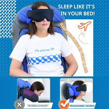 Load image into Gallery viewer, 360 Degree Travel Neck Pillow Set with Adjustable Head Strap and Eye Mask for Sleeping Comfort
