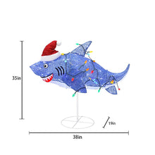Load image into Gallery viewer, Lighted Shark Yard Decoration with Santa Hat and C6 Bulb String Lights for Christmas Lawns and Patios
