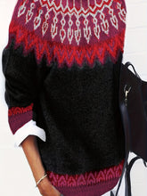 Load image into Gallery viewer, Womens Chunky Jacquard Round Neck Sweater with a Nature Inspired Pattern in Eight Colors
