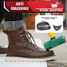 Load image into Gallery viewer, Men's Waterproof Leather Work Boots with Steel Toe
