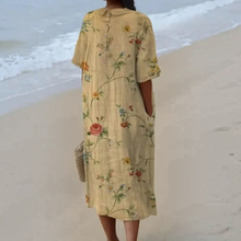 Load image into Gallery viewer, Womens Casual Cotton Linen Shirt with Retro Floral Print
