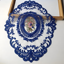 Load image into Gallery viewer, Elegant Embroidered Lace Round Tablecloth with Matching Napkins and Coasters for Dining and Events
