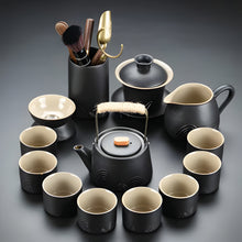 Load image into Gallery viewer, Black Clay Kung Fu Tea Set with Anti-scalding Handle Teapot and Matching Cups for Home Tea Ceremony
