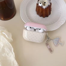 Load image into Gallery viewer, Stylish Beige Pink IMD Earphone Case with Pendant Hook
