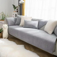 Load image into Gallery viewer, Plush Lamb Wool Sofa Cover, Soft Non Slip Cushion Protector for Modern Living Rooms
