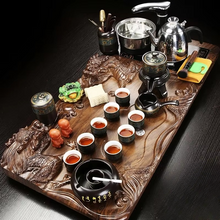 Load image into Gallery viewer, Solid Wood Tea Tray and Purple Sand Kung Fu Tea Set
