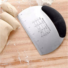 Load image into Gallery viewer, Stainless Steel Dough Scraper with Etched Measurement Markings and Handle
