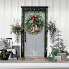 Load image into Gallery viewer, Rustic Vine Wreath with Golden Bells and Pinecones, 17 Inch

