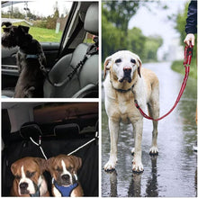 Load image into Gallery viewer, Adjustable Reflective 2-in-1 Dog Car Seatbelt Tether with Headrest Restraint
