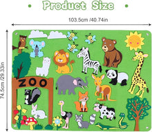 Load image into Gallery viewer, Felt Board Animal Figures with Lion and Giraffe Shapes and Tree Scenery
