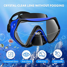 Load image into Gallery viewer, Adult Snorkel and Dive Mask Set with Silicone Seal, Dry Snorkel and 180 Degree Clear Vision
