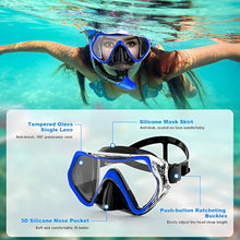 Load image into Gallery viewer, Adult Snorkel and Dive Mask Set with Silicone Seal, Dry Snorkel and 180 Degree Clear Vision
