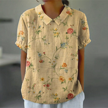 Load image into Gallery viewer, Womens Casual Cotton Linen Shirt with Retro Floral Print
