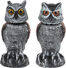 Load image into Gallery viewer, Realistic 2-Pack Owl Decoy with Rotating Head – Outdoor Bird &amp; Pest Repellent

