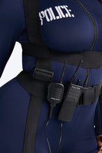 Load image into Gallery viewer, Police Officer Costume Set with Zip Romper, Body Harness, Handcuffs, and Hat
