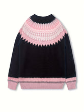 Load image into Gallery viewer, Womens Chunky Jacquard Round Neck Sweater with a Nature Inspired Pattern in Eight Colors
