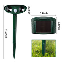 Load image into Gallery viewer, Solar Powered Ultrasonic Animal Repeller with Motion Sensor for Gardens Ponds and Lawns
