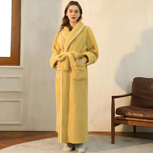 Load image into Gallery viewer, Sherpa Comfort Bathrobe Coral Fleece Flannel Robe

