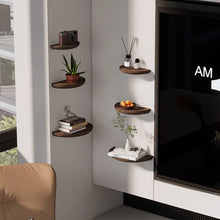 Load image into Gallery viewer, Half-Round Wooden Floating Shelf - Modern Wall-Mounted Display for Home &amp; Bathroom
