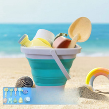 Load image into Gallery viewer, Kids Beach Sand and Water Play Set - Foldable Bucket and Accessories (1, 5, or 11 Piece Set, Random Color)
