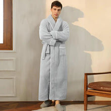 Load image into Gallery viewer, Sherpa Comfort Bathrobe Coral Fleece Flannel Robe
