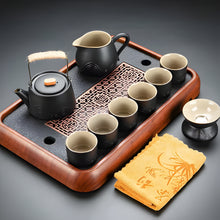Load image into Gallery viewer, Black Clay Kung Fu Tea Set with Anti-scalding Handle Teapot and Matching Cups for Home Tea Ceremony
