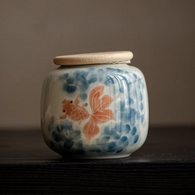 Load image into Gallery viewer, Small Hand Painted Ceramic Tea Caddy and Storage Jar
