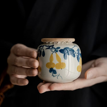 Load image into Gallery viewer, Small Hand Painted Ceramic Tea Caddy and Storage Jar
