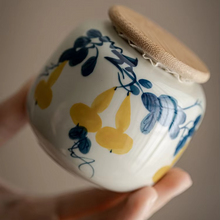 Load image into Gallery viewer, Small Hand Painted Ceramic Tea Caddy and Storage Jar
