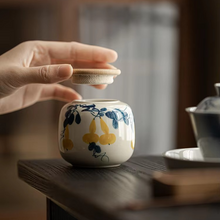 Load image into Gallery viewer, Small Hand Painted Ceramic Tea Caddy and Storage Jar
