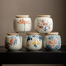 Load image into Gallery viewer, Small Hand Painted Ceramic Tea Caddy and Storage Jar
