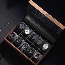 Load image into Gallery viewer, Walnut Watch Collection Box With Glass Top
