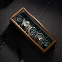 Load image into Gallery viewer, Walnut Watch Collection Box With Glass Top

