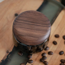 Load image into Gallery viewer, Coffee Bean Glass Canister with Black Walnut Lid

